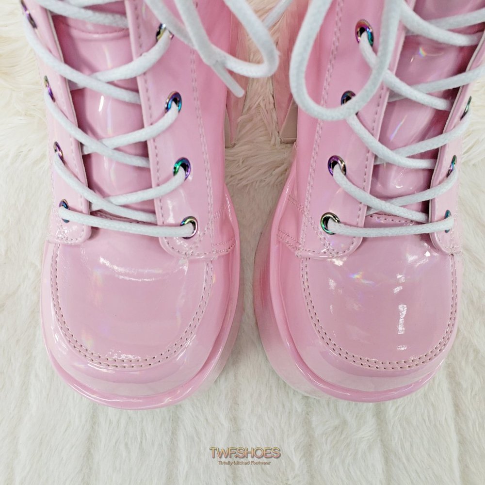 Demonia 5 Inch Platform Boots in Pink - Picture 14 of 15